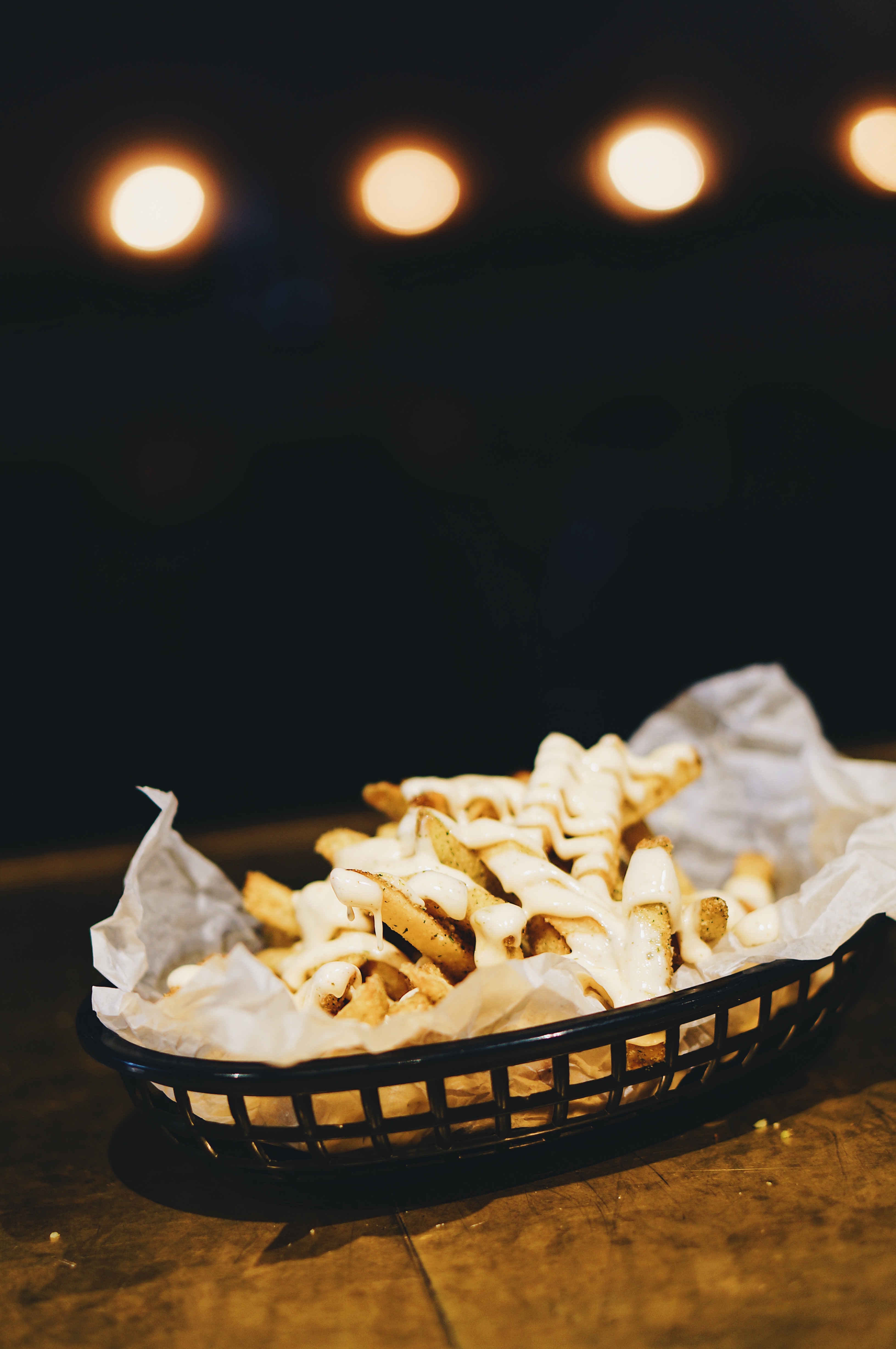 Sour cream onion fries med ranch Restaurang ät.